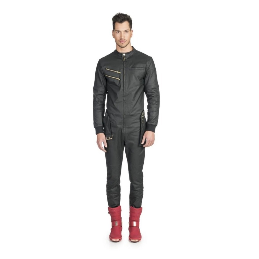 LVL XIII Cotton Jumpsuit Men's S Black Coated Detachable Sleeves Jason‎ Derulo